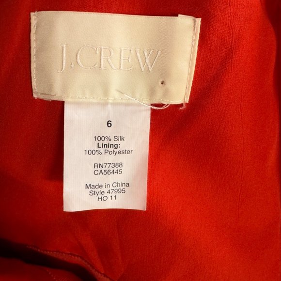 J Crew Vivid Poppy Red Pure Silk Lucienne One-Shoulder Chiffon Mini Dress Size 6 - Picture 6 of 12
